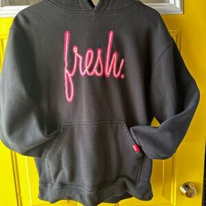 22Fresh Black Hoodie with Pink Graphic